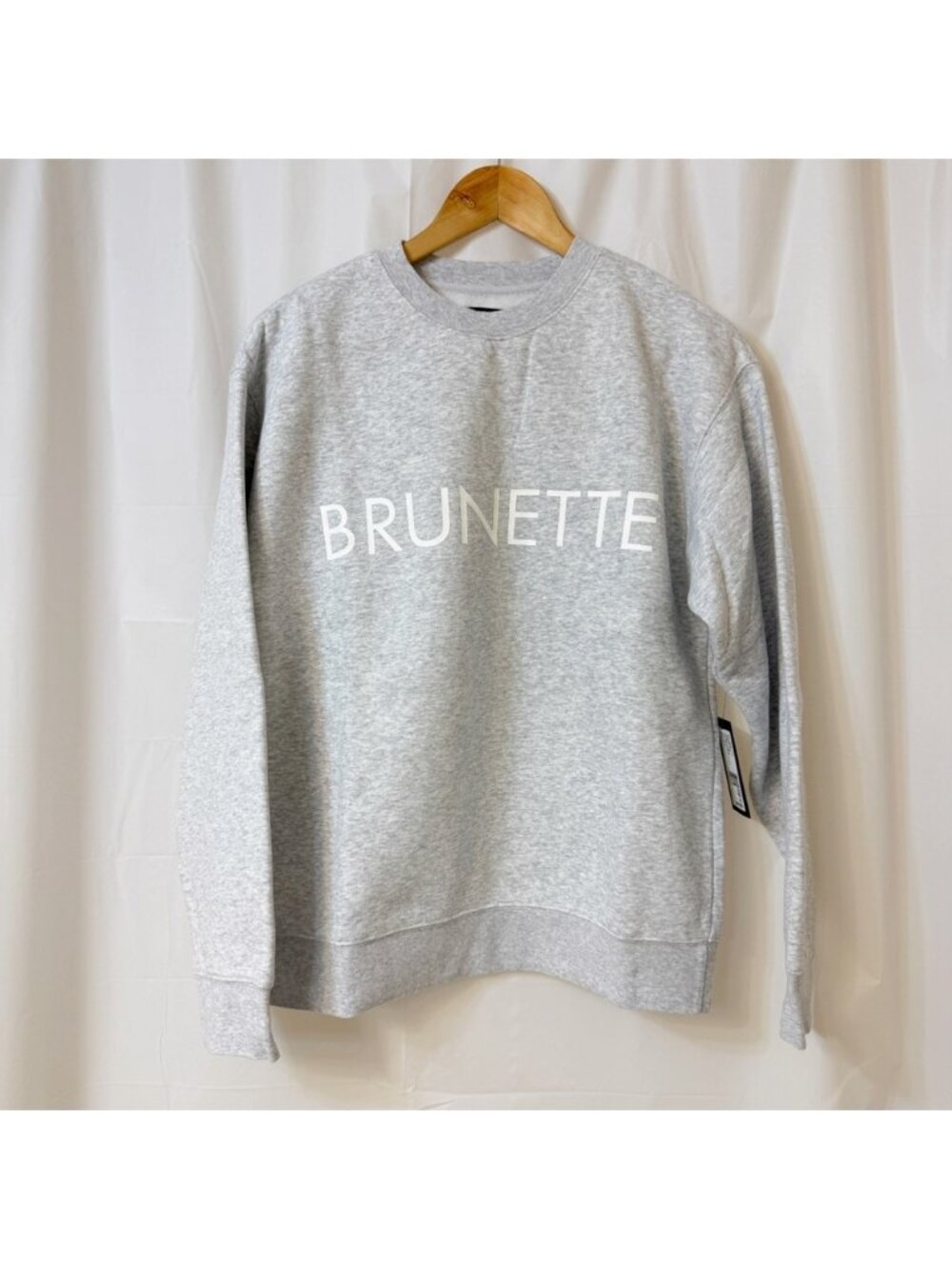Brunette The Label Core Crew BRUNETTE Pebble Grey S/M NWT